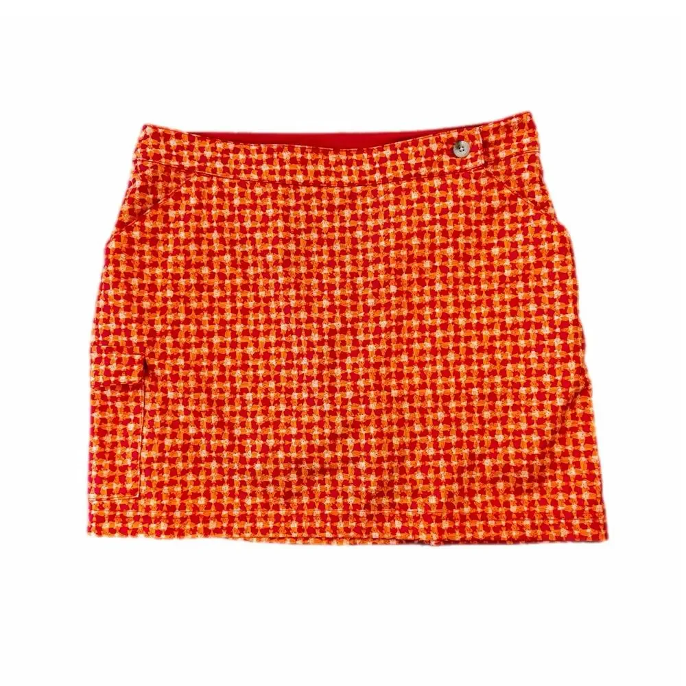 Columbia Orange Pink Bright Pattern Tennis Golf Outdoor Sporty Athleisure Skort